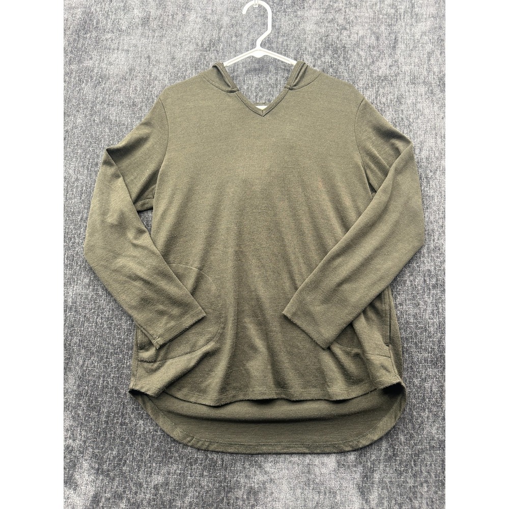 D & Co Active Hoodie Mens Small Olive Green Casual‎ Round Hem Training Athletic